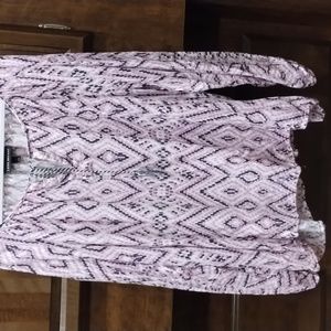 Pink and white long sleeves blouse